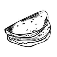 Italiaans brood piadina. kleurrijke vectorillustratie geïsoleerd op een witte achtergrond. vector