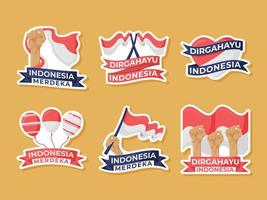 onafhankelijkheidsdag stickerset indonesië vector