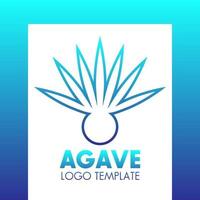 agave plant logo sjabloon, blauwe omtrek over wit, vectorillustratie vector