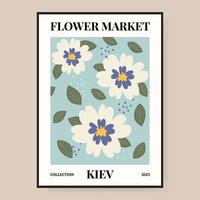 bloemenmarkt poster. abstracte bloemenillustratie. poster voor ansichtkaarten, kunst aan de muur, banner, achtergrond, om af te drukken. vectorillustratie. vector