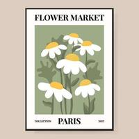 bloemenmarkt poster. abstracte bloemenillustratie. poster voor ansichtkaarten, kunst aan de muur, banner, achtergrond, om af te drukken. vectorillustratie. vector