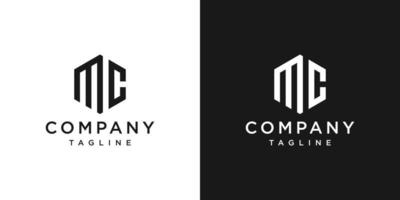 creatieve brief mc monogram logo ontwerp pictogrammalplaatje witte en zwarte achtergrond vector