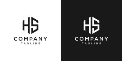 creatieve letter hs monogram zeshoek logo ontwerp pictogrammalplaatje witte en zwarte achtergrond vector
