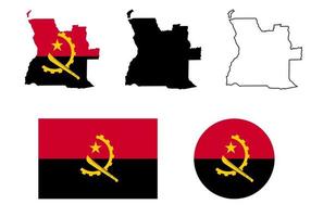 Angola kaart vlag icon set geïsoleerd op witte achtergrond vector