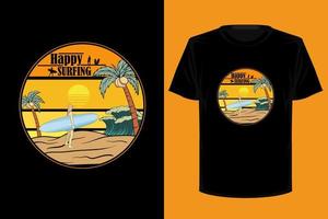 gelukkig surfen retro vintage t-shirtontwerp vector