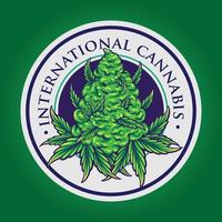 internationale cannabis vintage logo-badge vector