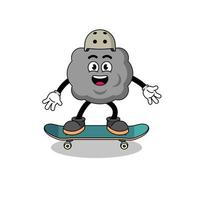 donkere wolkmascotte die een skateboard speelt vector