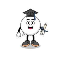 tekstballon mascotte met afstuderen pose vector