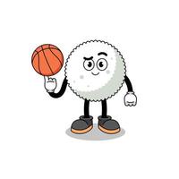 rijstbalillustratie als basketbalspeler vector