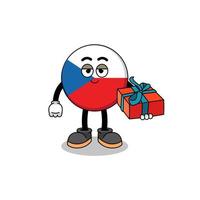 tsjechische republiek mascotte illustratie geeft een cadeau vector