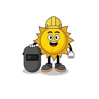 mascotte van de zon als lasser vector