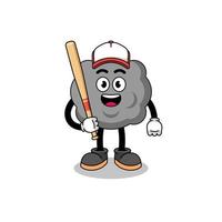 donkere wolk mascotte cartoon als een honkbalspeler vector