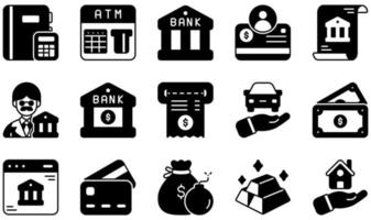 set van vector iconen met betrekking tot bankieren. bevat pictogrammen zoals boekhouding, bank, bankrekening, bankafschrift, bankieren, bankier en meer.