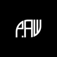 paw brief logo ontwerp op zwarte background.paw creatieve initialen brief logo concept.paw vector brief ontwerp.