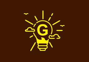 gele kleur van g-beginletter in bolvorm met donkere achtergrond vector
