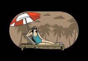 ontspan op de strandstoel onder de parapluillustratie vector