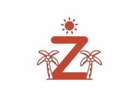 z beginletter met kokospalm en zon vector