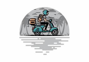 man gaat op vakantie rijden scooter illustratie vector