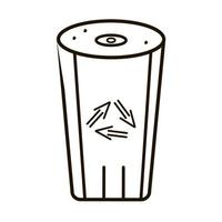 prullenbakpictogram, een moderne container voor het recyclen van afval, vectorcontoursjabloon, doodle-stijl vector