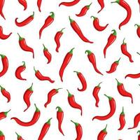 naadloze patroon van red hot chili peppers op wit. vector illustratie