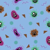 schattig kleurrijk bacteriën naadloos patroonbehang met lichtblauw ontwerp. vector