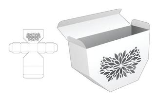 onderste afgeschuinde stenciled box gestanste sjabloon en 3D-mockup vector