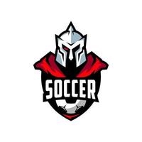 voetbal krijger team logo ontwerp premium vector