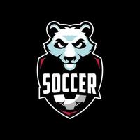 voetbalclub panda logo ontwerp premium vector