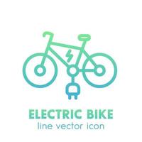 elektrische fiets pictogram in lineaire stijl geïsoleerd over white vector