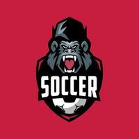 voetbalteam gorilla logo ontwerp premium vector