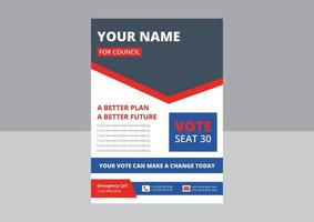 verkiezing flyer sjabloonontwerp. politiek flyerontwerp. stem nu verkiezing poster folderontwerp. omslag, flyerontwerp vector