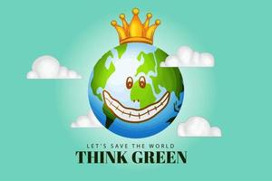 denk wereldkroon behoud vector met een groene omgeving