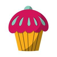 illustratie van een cupcake met slagroom, vectorillustratie op een witte achtergrond. vector