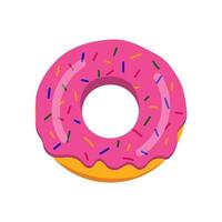 illustratie van een heerlijke donut met roze glazuur, vector op een witte achtergrond.