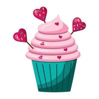 illustratie van een cupcake met slagroom, vectorillustratie op een witte achtergrond. vector