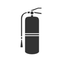 brandblusser glyph pictogram. brandbestrijdingsmiddelen. silhouet symbool. negatieve ruimte. vector geïsoleerde illustratie