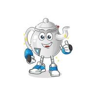 theepot stripfiguur. cartoon mascotte vectorillustratie vector