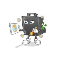 geld aktetas cartoon mascotte vectorillustratie. cartoon vector