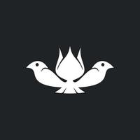 combinatie van dubbele vogel en bloem silhouet logo ontwerpsjabloon vector