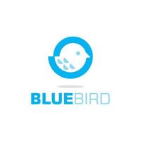 blauwe vogel met vleugel logo ontwerp inspiratie vector