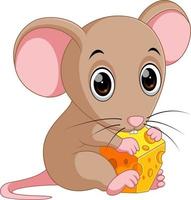 schattige muis cartoon met kaas