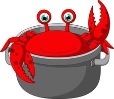 cartoon grappige krab wordt gekookt in een pan
