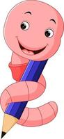 schattige roze worm cartoon vector