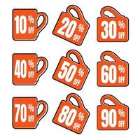 label korting procent kleur plat vector design - sticker coupon promotie - mok symbool