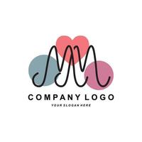 letter m logo, bedrijfsmerk initialen ontwerp, sticker zeefdruk vectorillustratie vector