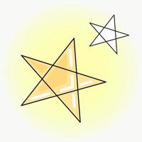 vector gele ster in vlakke stijl. pentagram geïsoleerd op een witte achtergrond. sticker, pictogram, overzicht, kleurplaat.
