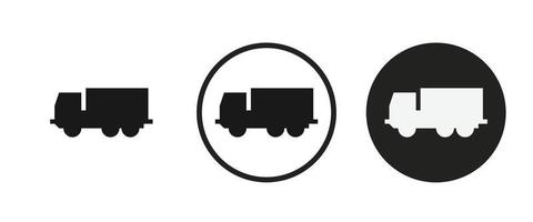 vrachtwagen pictogramserie. verzameling van hoogwaardige zwarte omtreklogo's voor website-ontwerp en mobiele donkere modus-apps. vectorillustratie op een witte achtergrond vector