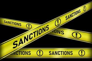 gele linten sancties perspectief weergave realistisch geïsoleerd zwarte achtergrond vector