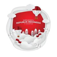 indonesië onafhankelijkheidsdag papier knippen vector