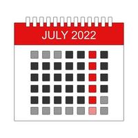 maandelijks juli 2022 kalender vectorontwerp vector